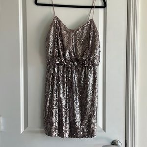Aidan Mattox sequin cocktail mini dress - light purple metallic